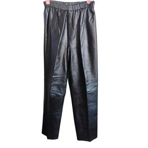 Margaret Godfrey Women's Black Genuine Leather Pants Size S Pull-On Straight Leg